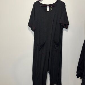 natural life Black Short Sleeve Jumpsuit with Pockets